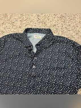 Collars & Co. Polo Shirt Mens Large Blue Floral Dress Collar Performance Golf
